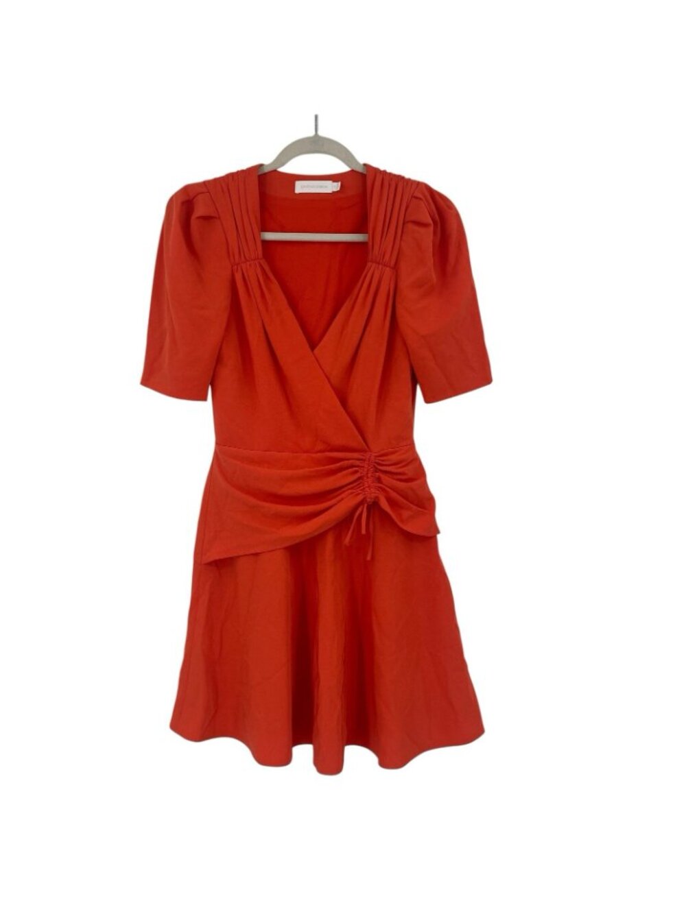 Jonathan Simkhai Lilit Puff-Front Flirty Draped Mini Dress Poppy Orange Size 2